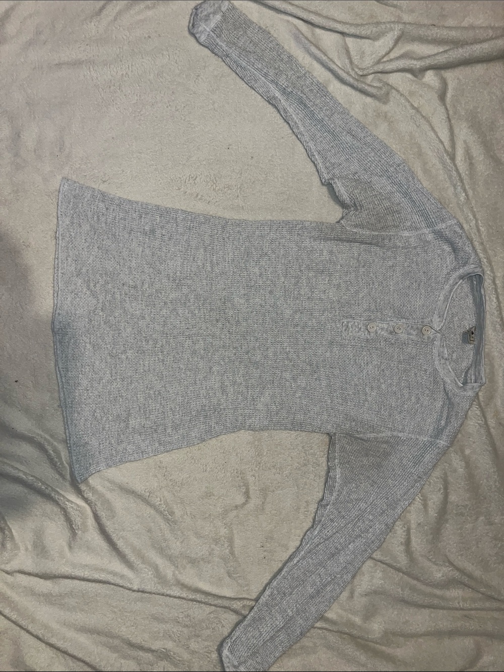 Northwest Territory Light Gray Henley Scoop-Neck Sweater